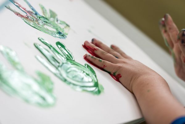 a child finger painting