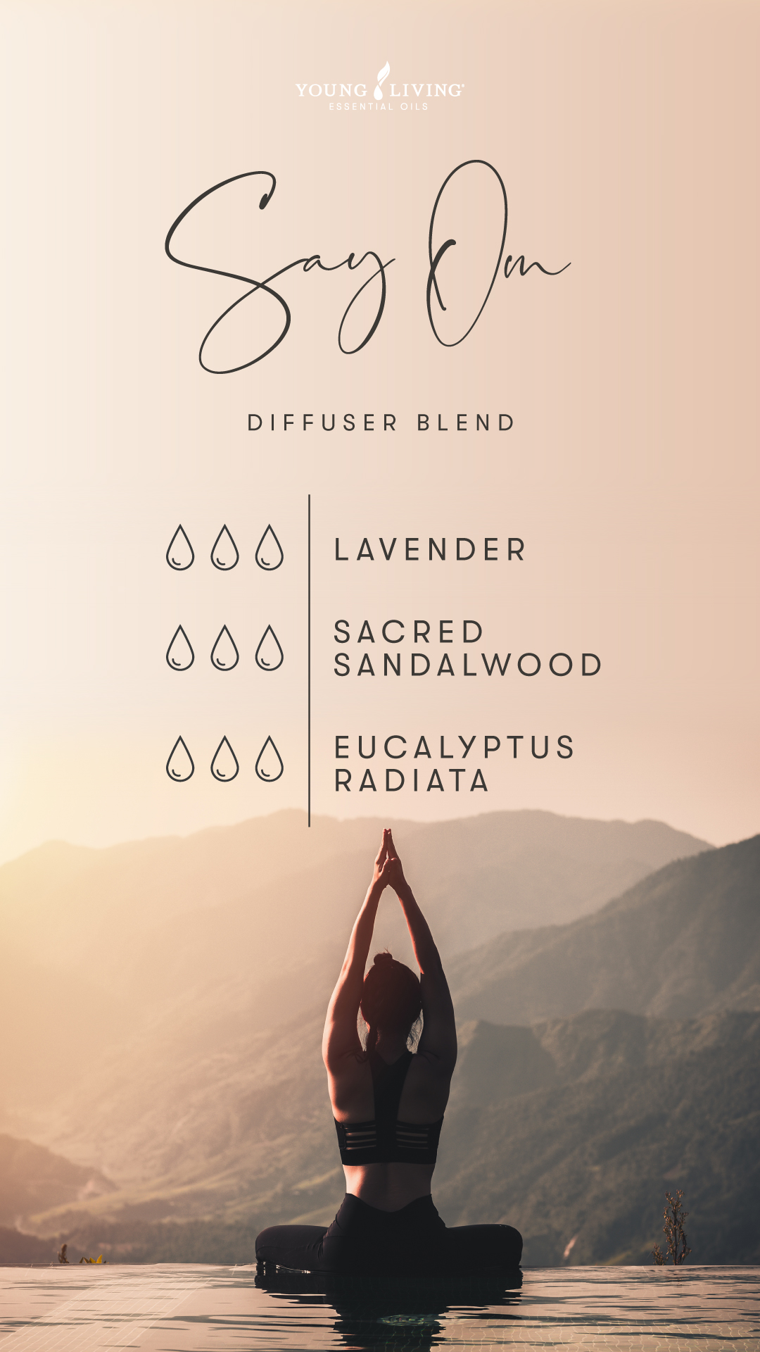 Say Om Diffuser Blend - 3 drops Lavender, 3 drops Sacred Sandalwood, 3 drops Eucalyptus Radiata 