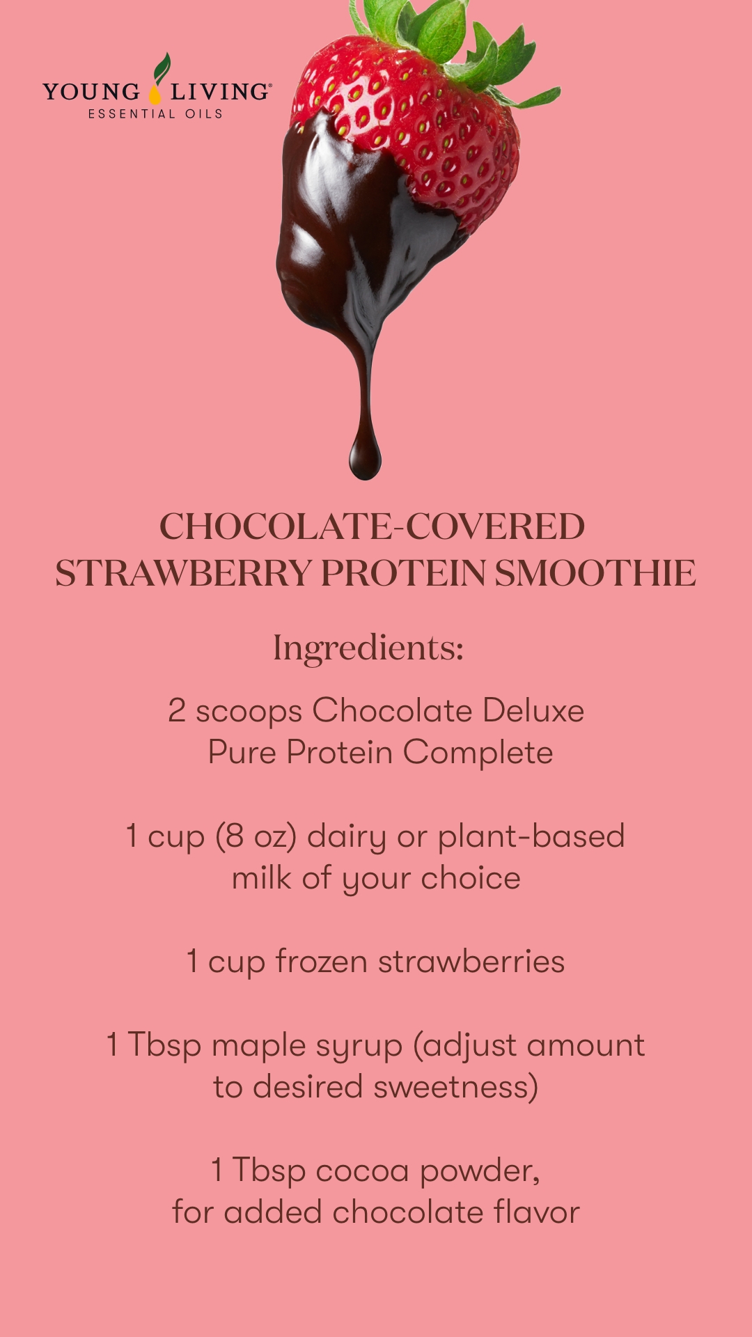 Chocolate-Covered Strawberry protein smoothie recipe - Young Living Lavender Life Blog